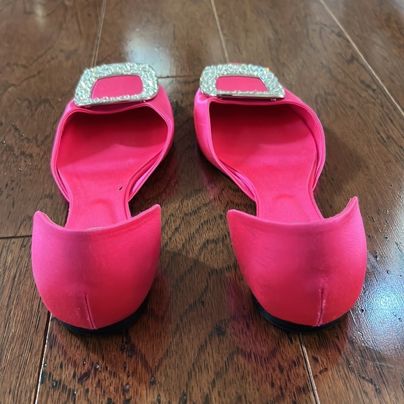 ROGER VIVIER Rose Vivier embellished cutout satin ballet  RARE!!!!! ROGER VIVIER hot pink SWARVOSKI flats